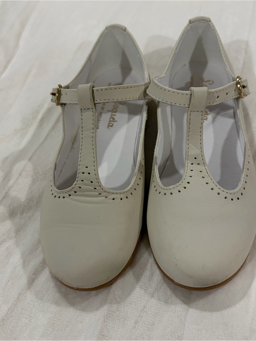 La Coqueta Girls Cream T-Strap Dress Shoes